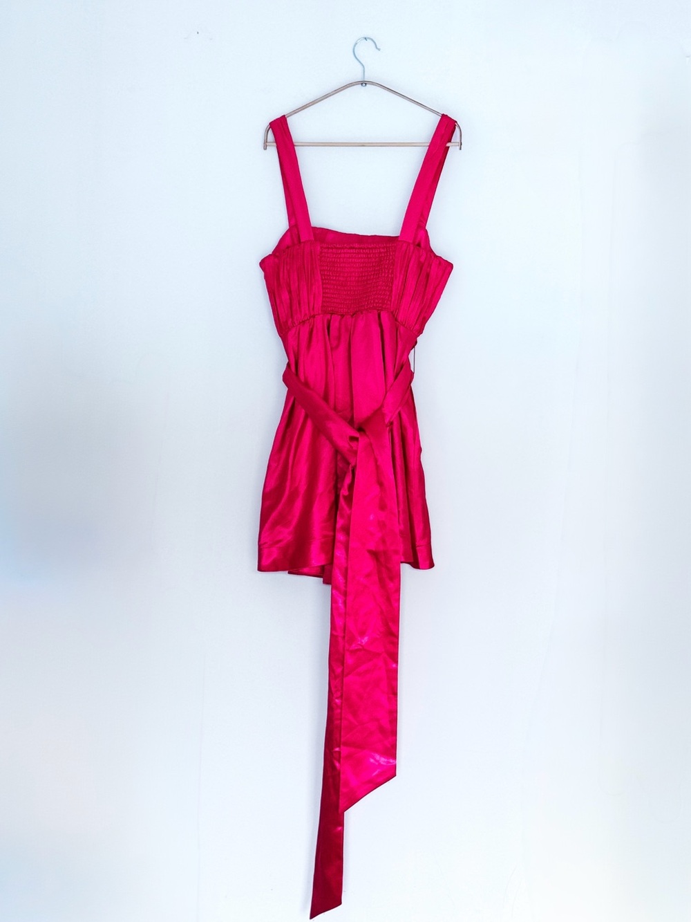Anthropologie Maeve Bow-Tie Satin Mini Dress Pink - Barbie-Core, Party- Size 10 - Picture 7 of 13